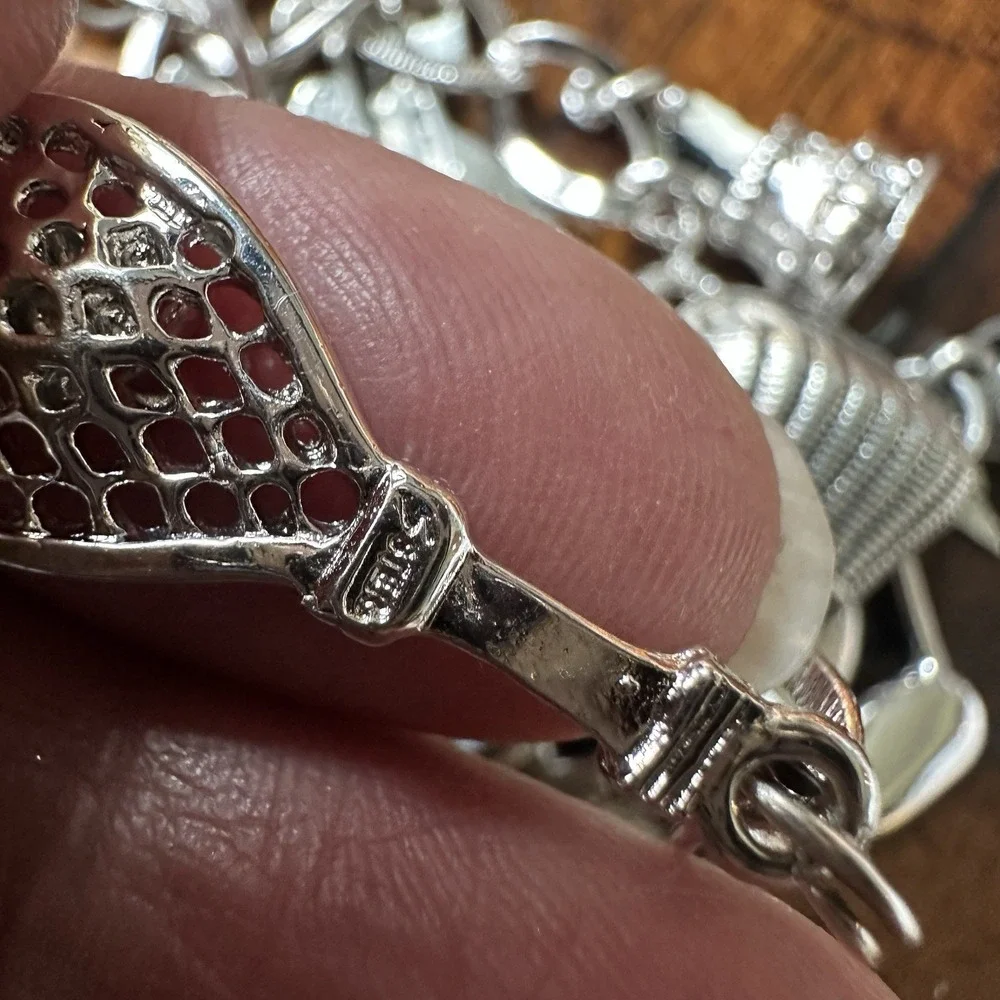 VTG Charm‎ Bracelet 6.5 Inch Sport Western Cross Heart Travel 925 Sterling 37.6g